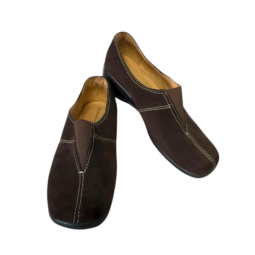 Naturalizer Brown Suede Slip‎ On SZ 10W Women Comfort Low Wedge Casual